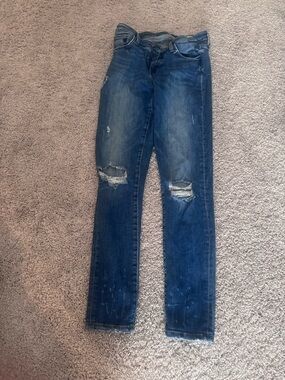 Bridge by Gly Women's Dark Blue Distressed Skinny Jeans